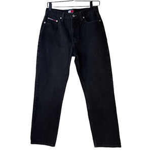 Tommy Hilfiger Womens Mom Jeans Black Dark Wash Denim Vintage Juniors 7/28